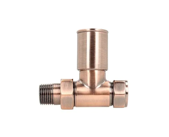 BiWorld Heavy Pattern 15mm Antique Copper Straight Wheel Head Valve EV-HP15SAC main product photo