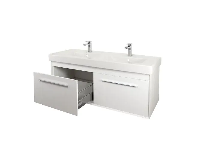 Abacus Simple 130cm Double Basin Vanity Unit White main product photo