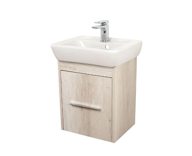 Abacus Simple Cloakroom 45cm Basin Vanity Unit Bleached Oak main product photo