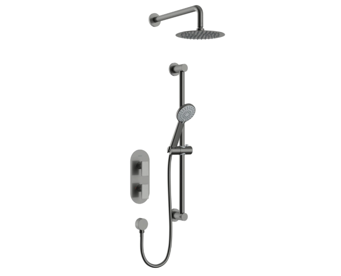 Bristan Frammento Gun Metal Grey Concealed Dual Control Shower Pack FRAMMENTO GM SHWR PK main product photo