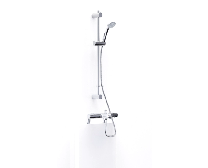 Inta Enzo Thermostatic Bath Shower Mixer with Deck Mounting Legs and Flexible Riser Kit IX800010CP main product photo