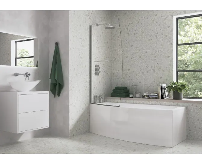 Vasca 900x1500mm Space Saver Bath Screen (6mm) - Chrome main product photo