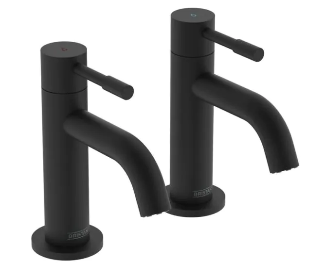 Bristan Mila Basin Pillar Taps Black MI 1/2 BLK main product photo