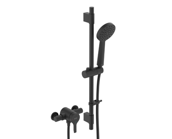 Bristan Onza Exposed Mini Valve Shower Black NZA SHXAR BLK main product photo