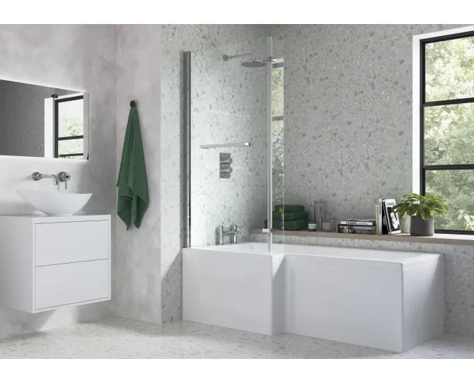 Vasca Angolo L Shape 1700x850x560mm 0TH Shower Bath Pack (LH) - Chrome main product photo