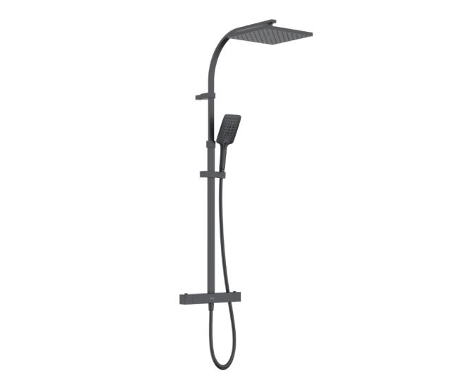 Bristan Qubo Thermostatic Bar Shower with Rigid Riser Black QB SHXDIVCTFF BLK main product photo