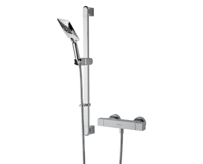 Bristan Qubo Thermostatic Bar Shower with Multi Function Handset QB SHXSMFF C main product photo