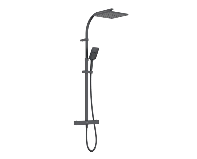 Bristan Quadrato Safe Touch Adjustable Thermostatic Rigid Riser Bar Shower Black QD SHXDIVCTFF BLK main product photo