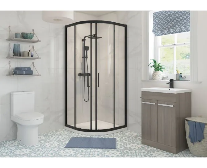 Envy Element 800mm 2 Door Quadrant - Black main product photo