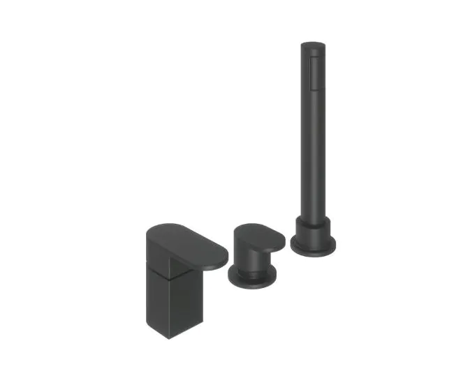 Abacus Ki Deck Mounted Bath Shower 3TH Matt Black TBTS-055-3203 main product photo