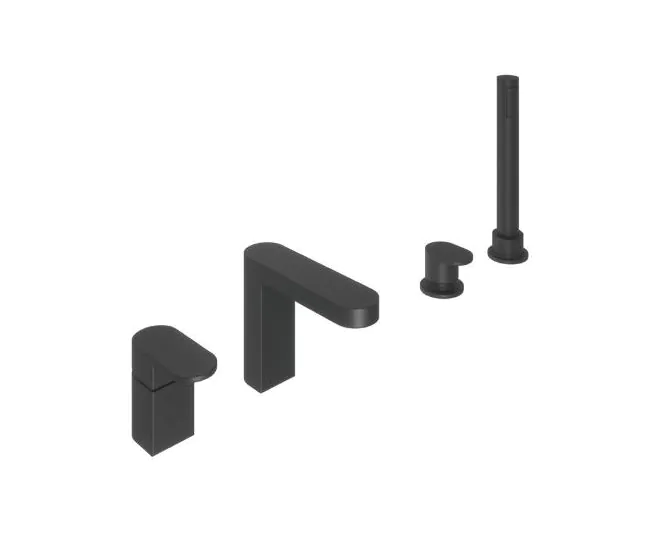 Abacus Ki Deck Mounted Bath Shower 4TH Matt Black TBTS-055-3204 main product photo