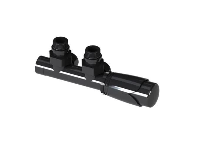 Abacus Euro50 Angled Thermostatic Radiator Valve Black Nickel ULRV-55-5505 main product photo