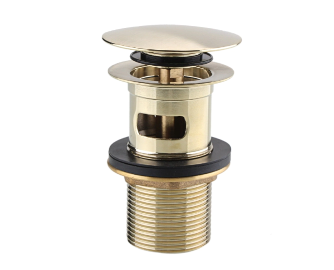 Bristan Round Clicker Basin Waste Slotted Brushed Brass W BASIN04 BB main product photo