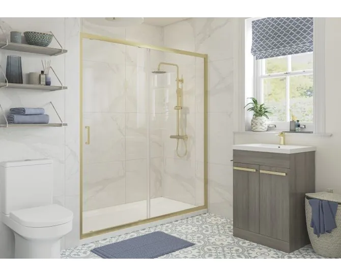 Envy Element 1200mm Sliding Door - Brushed Brass main product photo