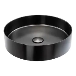 Abode Iox 375mm Round Steel Basin - PVD Black ABB1002