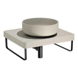 Abode Tableau/Cava Shelf & Round Basin Set - Pebble Grey w/Matt Black Finishes ABP1003
