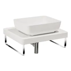 Abode Tableau/Cava Shelf & Tablet Basin Set - Chalk White w/Chrome Finishes ABP1004
