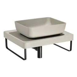 Abode Tableau/Cava Shelf & Tablet Basin Set - Pebble Grey w/Matt Black Finishes ABP1006