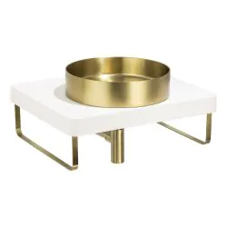 Abode Tableau/Iox Shelf & Round Basin Set - Chalk White w/Brushed Brass Finishes ABP1007
