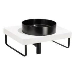 Abode Tableau/Iox Shelf & Round Basin Set - Chalk White w/Matt Black Finishes ABP1008
