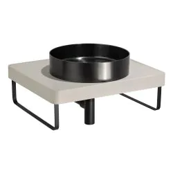 Abode Tableau/Iox Shelf & Round Basin Set - Pebble Grey w/Matt Black Finishes ABP1009