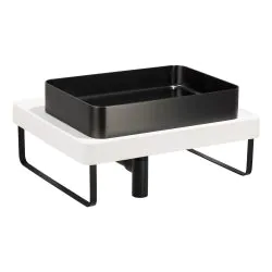 Abode Tableau/Iox Shelf & Tablet Basin Set - Chalk White w/Matt Black Finishes ABP1011