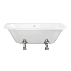 Vasca Contessa Freestanding Back To Wall 1700x800x600mm 2TH Bath w/Feet - White
