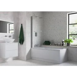 Vasca 800x1500mm Single Straight Bath Screen w/Rail (6mm) - Chrome
