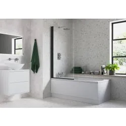 Vasca 800x1500mm Single Straight Bath Screen (6mm) - Black