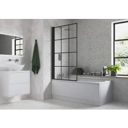Vasca 800x1500mm Single Straight Bath Screen (6mm) - Black Framed