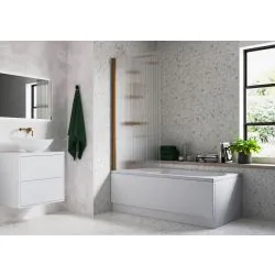 Vasca Fluted 800x1500mm Single Straight Bath Screen (5mm) - Brushed Bronze