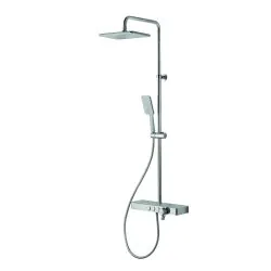 Vema Thermostatic Shower Column w/Fixed Head Riser Shelf & Foot Wash - White/Chrome DICM0460