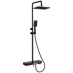 Vema Thermostatic Shower Column w/Fixed Head Riser Shelf & Foot Wash - Black DICM0462