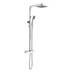 Vasca Square Thermostatic Bar Mixer w/Riser Kit - Chrome