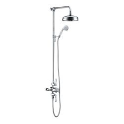 Vasca 1863 Traditional Exposed Two Outlet Shower Valve w/Riser Kit & Overhead - Chrome