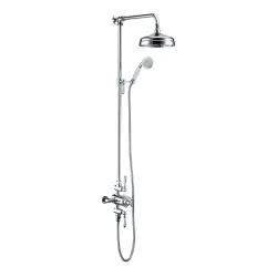 Vasca 1863 Traditional Exposed Two Outlet Shower Valve w/Riser Kit & Overhead - Chrome