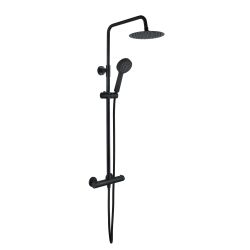 Vasca Round Thermostatic Bar Mixer w/Riser Kit - Matt Black