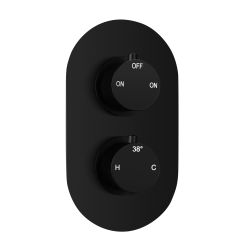 Vasca Urus Thermostatic Two Outlet Twin Shower Valve - Matt Black