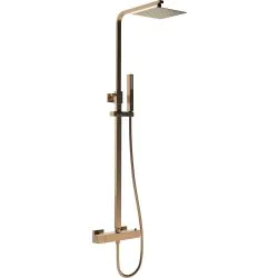 Vasca Cosmo Square Thermostatic Bar Mixer w/Riser Kit - Brushed Bronze
