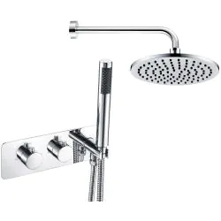 Vasca Ziti Shower Pack One - Two Outlet Twin Shower Valve w/Handset & ABS Overhead - Chrome