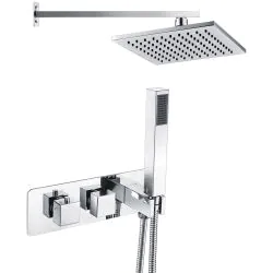 Vasca Rivoli Shower Pack One - Two Outlet Twin Shower Valve w/Handset & ABS Overhead - Chrome
