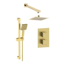 Vasca Square Concealed Valve Head & Arm Shower Pack - Brushed Brass