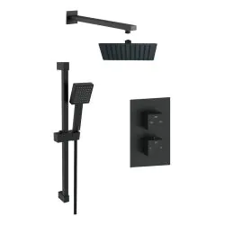Vasca Square Concealed Valve Head & Arm Shower Pack - Matt Black