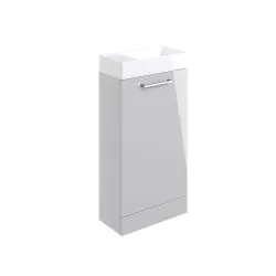 Vasca Forte 410mm Floor Standing 1 Door Basin Unit & 1TH Basin - Grey Gloss