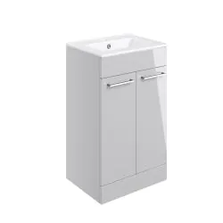 Vasca Forte 510mm Floor Standing 2 Door Basin Unit & 1TH Thin Edge Basin - Grey Gloss