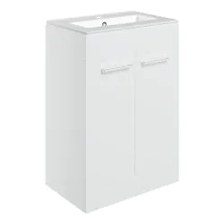 Vasca Forte 610mm Floor Standing 2 Door Basin Unit & 1TH Thin Edge Basin - White Gloss