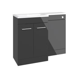Vasca Fino 1000mm F/S L-Shape Pack & Basin (RH) - Anthracite Gloss 