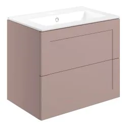 Vasca Cornice 615mm Wall Hung 2 Drawer Basin Unit & Basin - Matt Peony