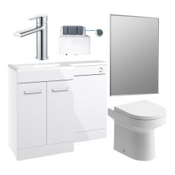 Vasca Fino 1000mm Furniture & BTW WC Pack - White Gloss (RH)