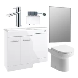 Vasca Fino 1000mm Furniture & BTW WC Pack - White Gloss (RH)